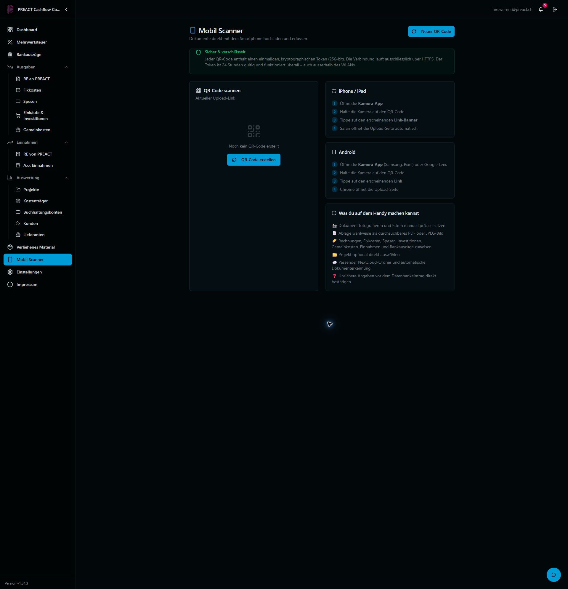 Mobiler Belegscanner des Cashflow Cockpits